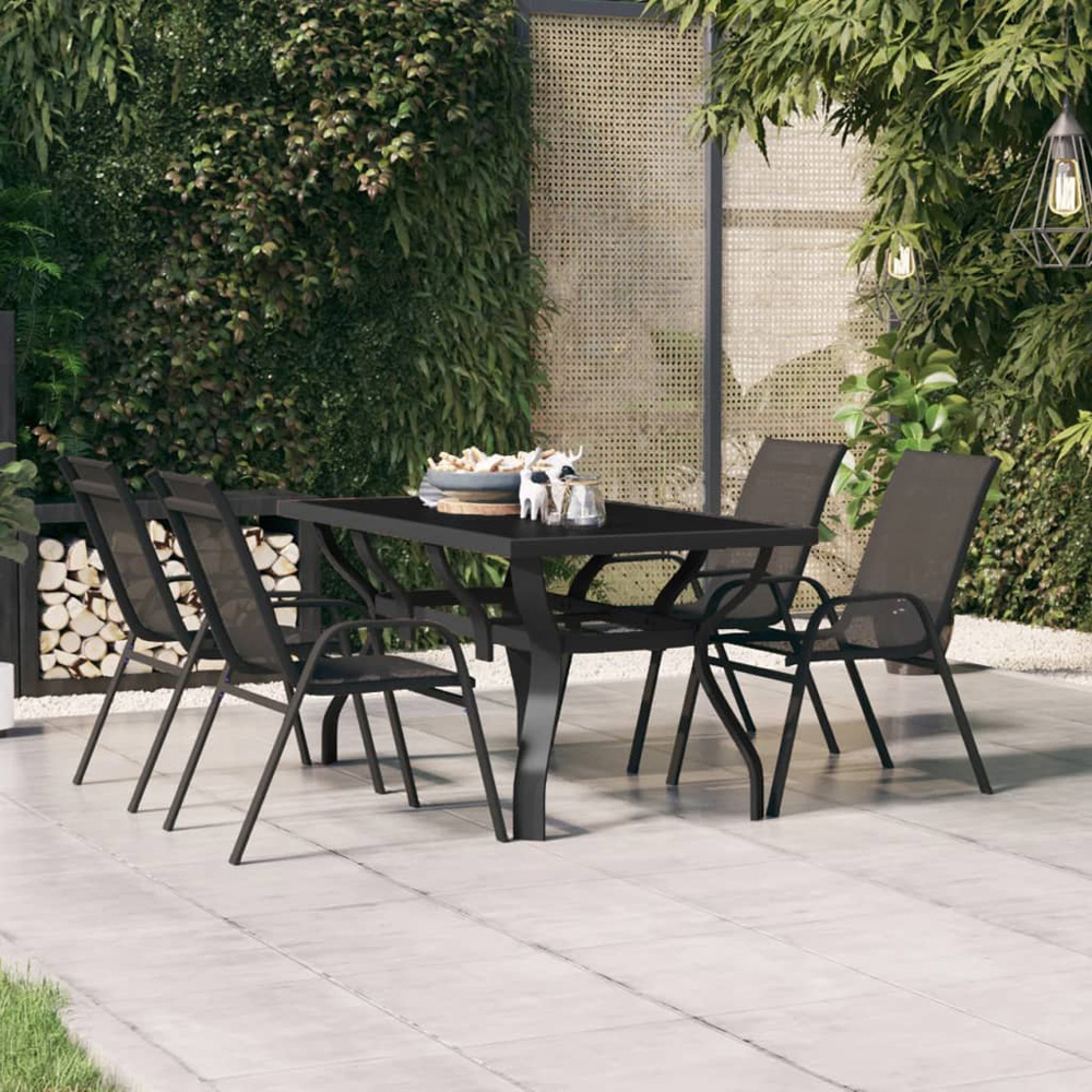 vidaXL 4 Seater Metal Rectangular Garden Dining Table Black Image 1