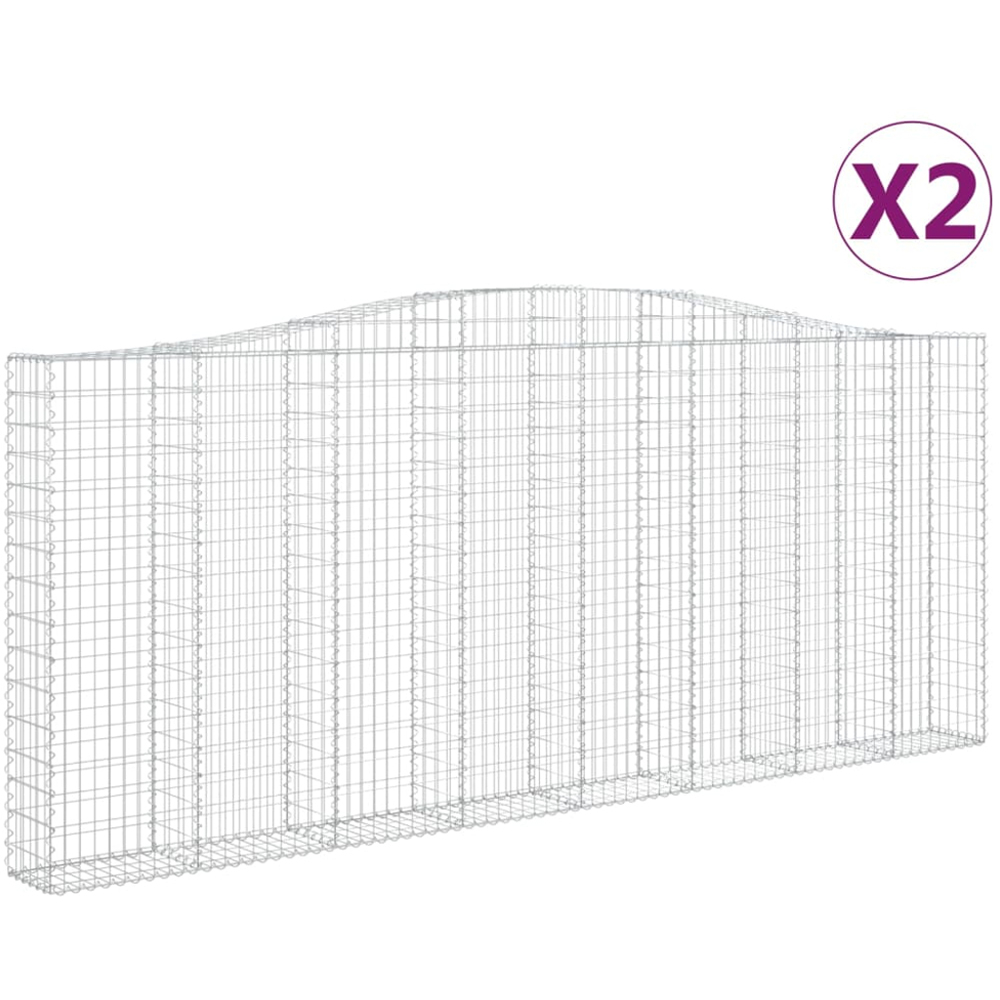 vidaXL Silver Galvanised Iron Arched Gabion Basket 400 x 30 x 160/180cm 2 Pack Image 2