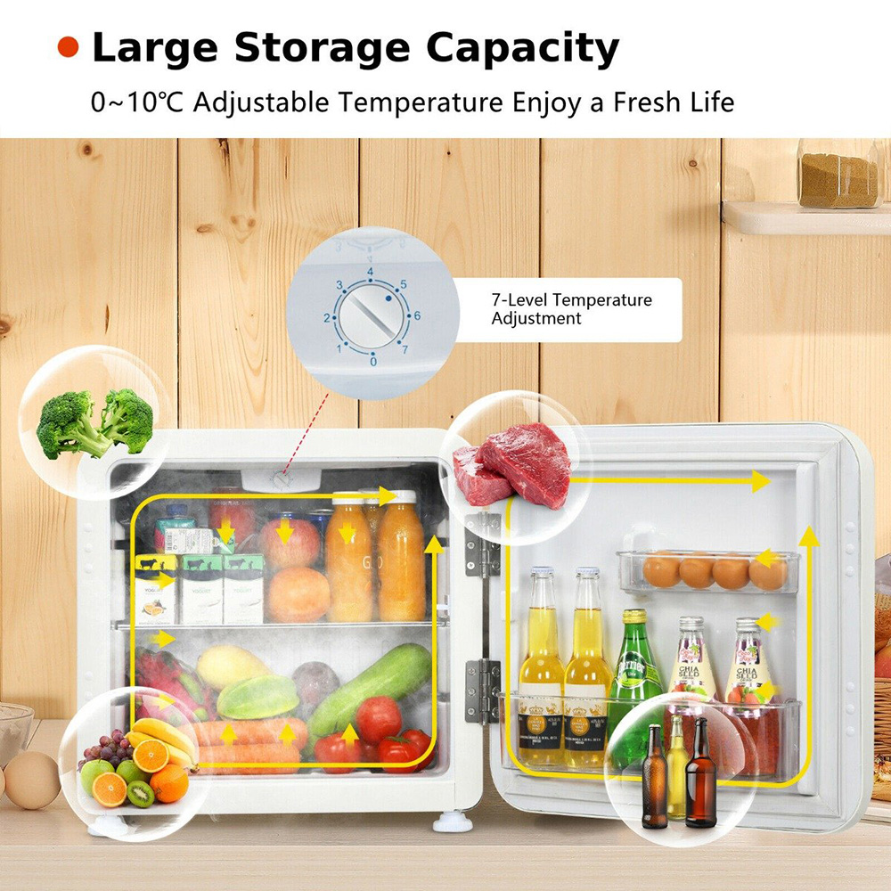 Costway White 45L Compact Refrigerator with Reversible Door Image 6