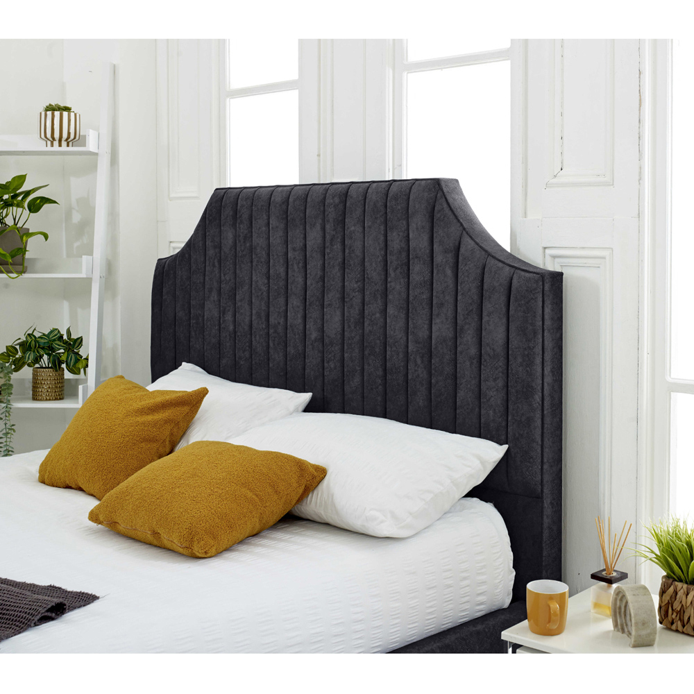 Eleganza Ascend Super King Size Steel Plush Velvet Bed Frame with Lined Headboard Image 2