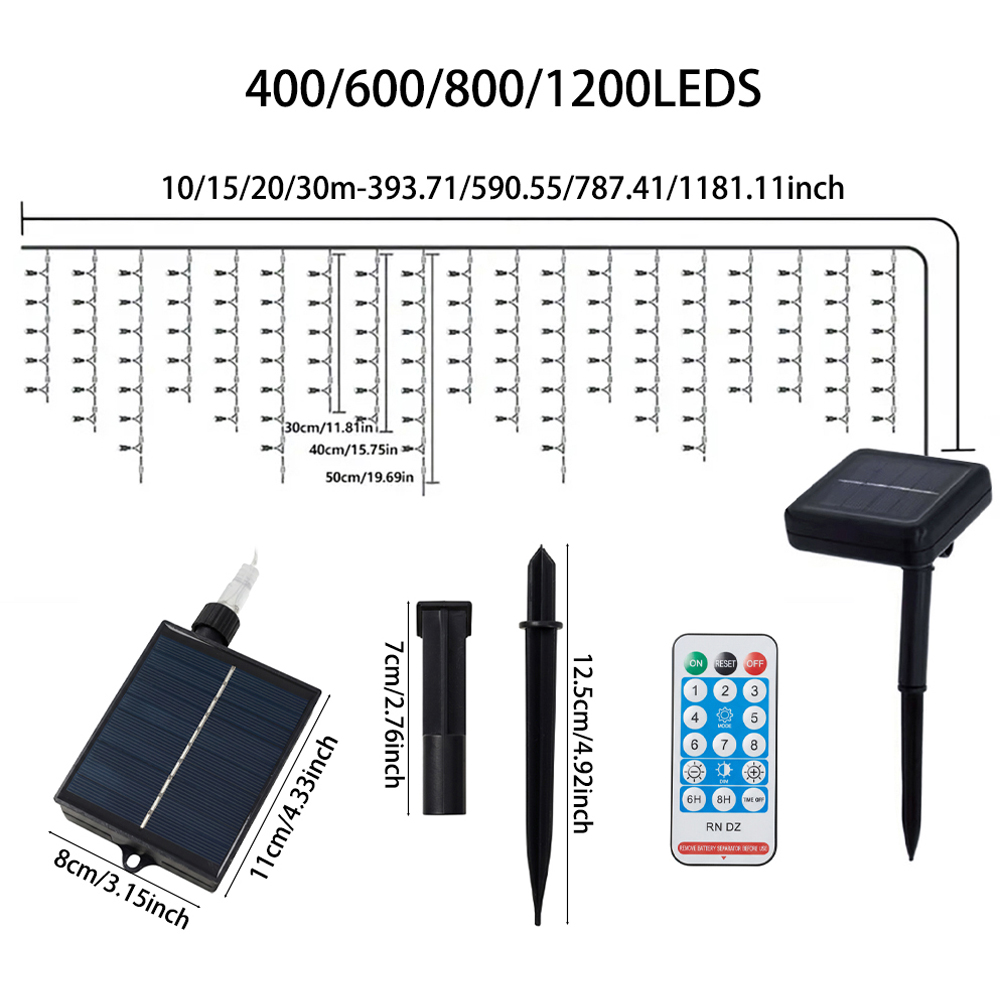 Living and Home 800 Warm White LED Solar Powered Icicle String Lights with Remote Control 20m Image 7