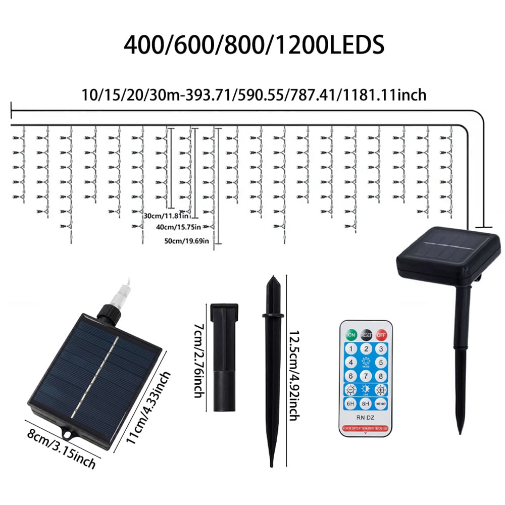 Living and Home 800 Cool White LED Solar Powered Icicle String Lights with Remote Control 20m Image 7