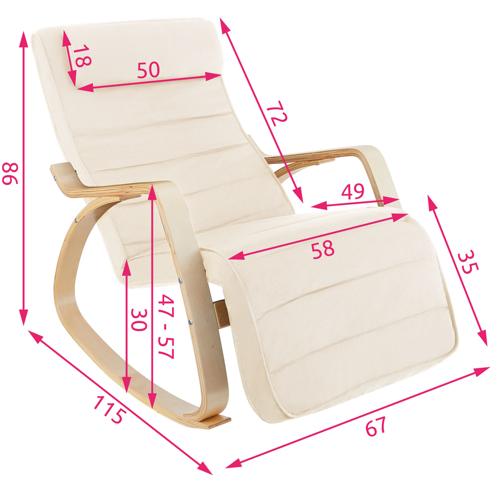 tectake Onda Beige Rocking Chair with Adjustable Footrest Image 8