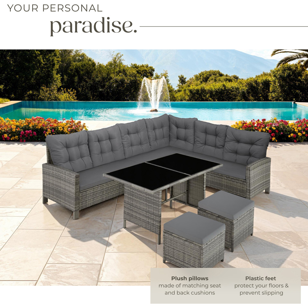 tectake Barletta 8 Seater Grey and Beige Rattan Garden Sofa Set Image 4