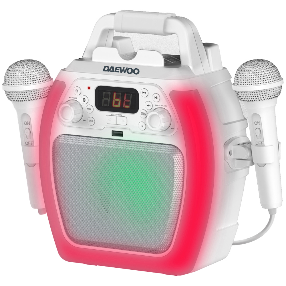 Daewoo White Compact Bluetooth Karaoke Machine Image 1
