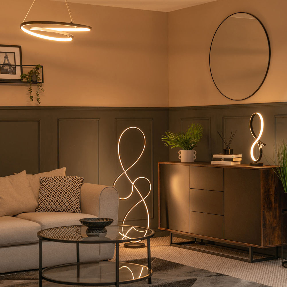 ValueLights Infinity Black Swirl Integrated LED Floor Lamp Image 5