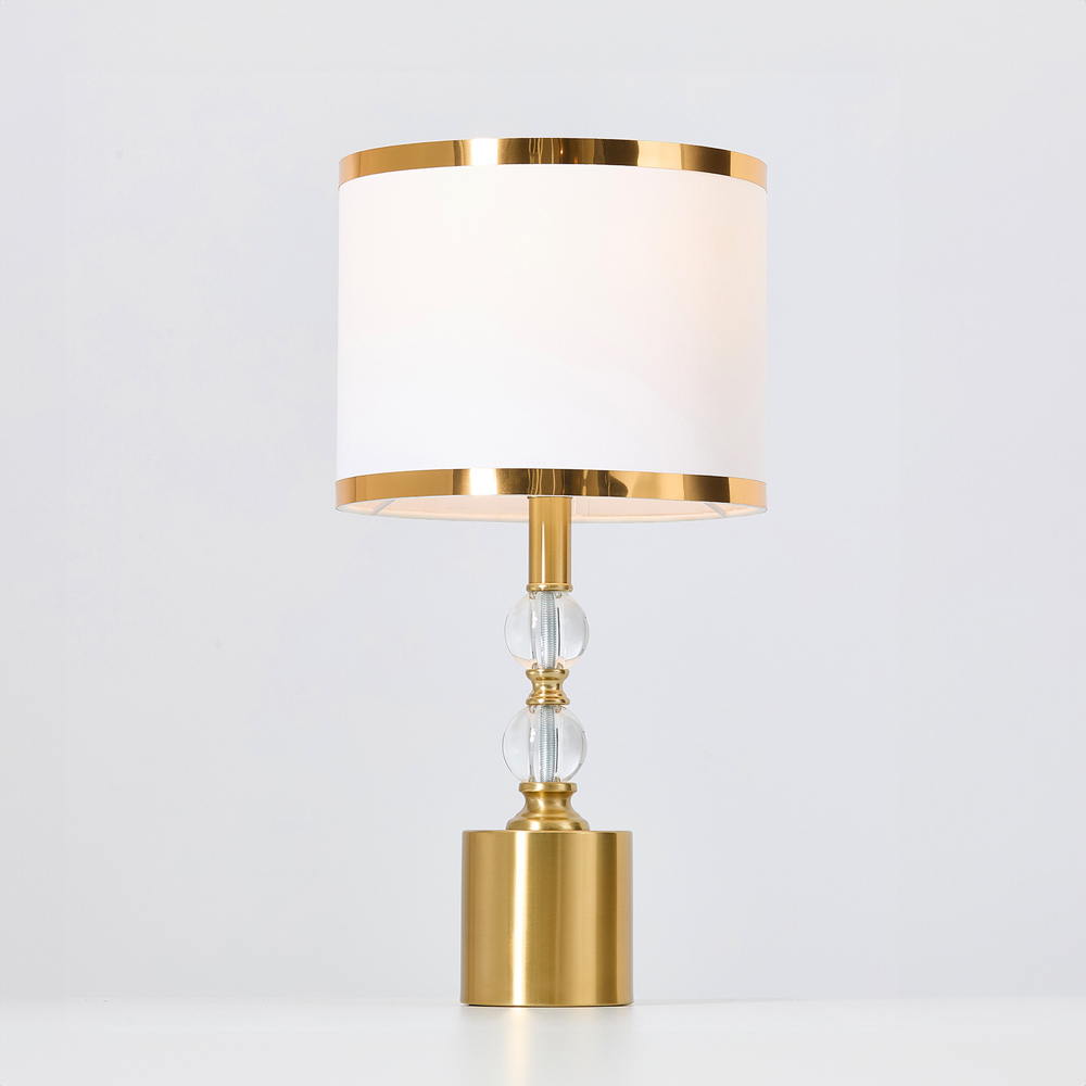 Living and Home Gold and White Cylindrical Fabric Table Lamp Image 7