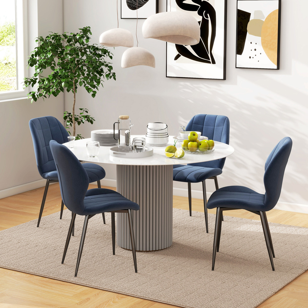 Portland Set of 4 Dark Blue Dining Chair Image 4