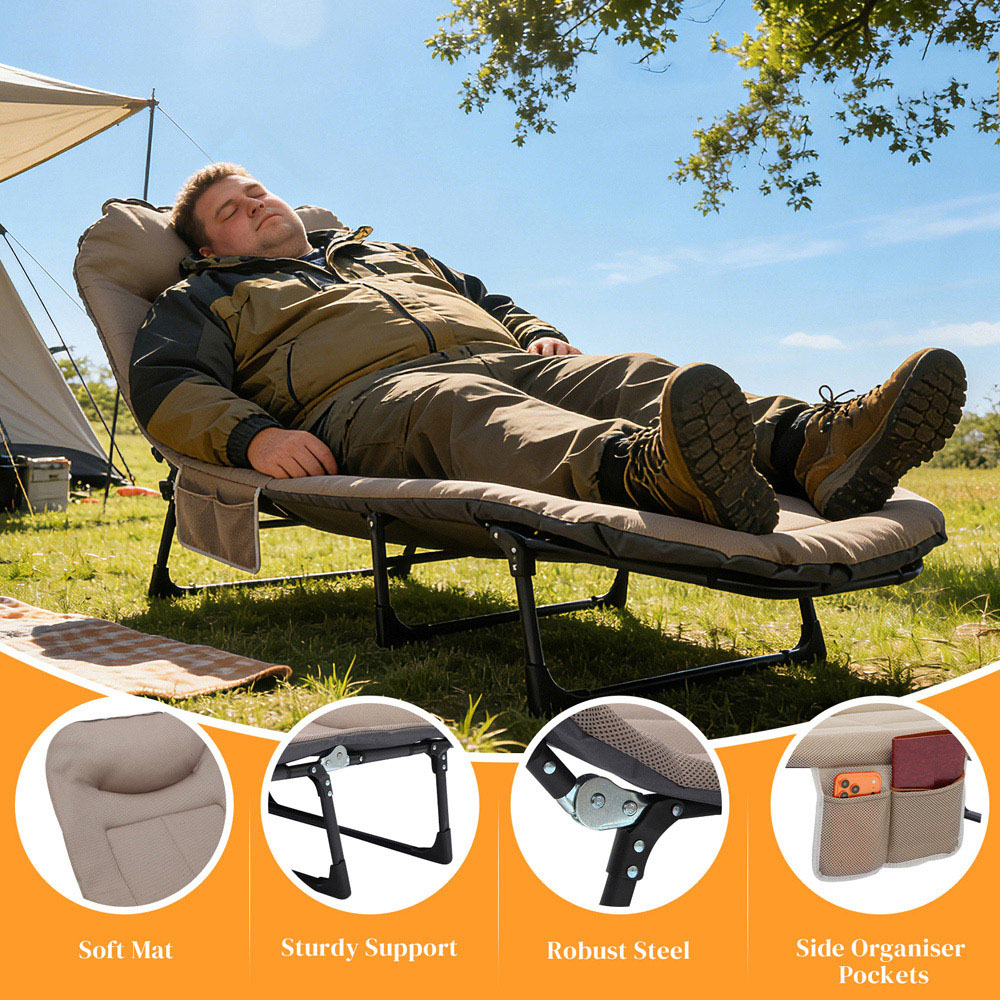 Willowmare Single Foldable Camping Bed with Adjustable Head Rest Image 4