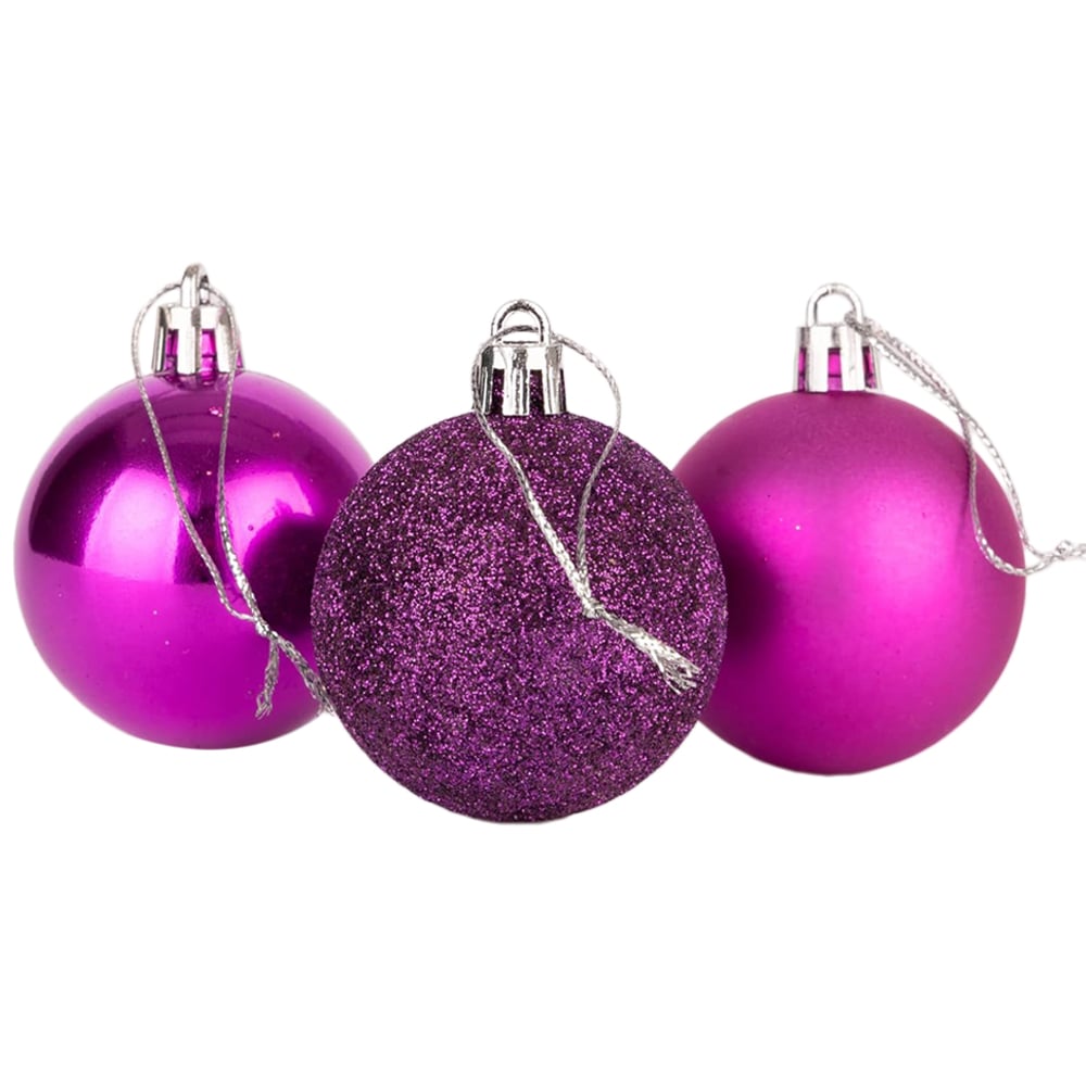Shatchi 5cm Purple Shatterproof Christmas Bauble 18 Pack Image 2