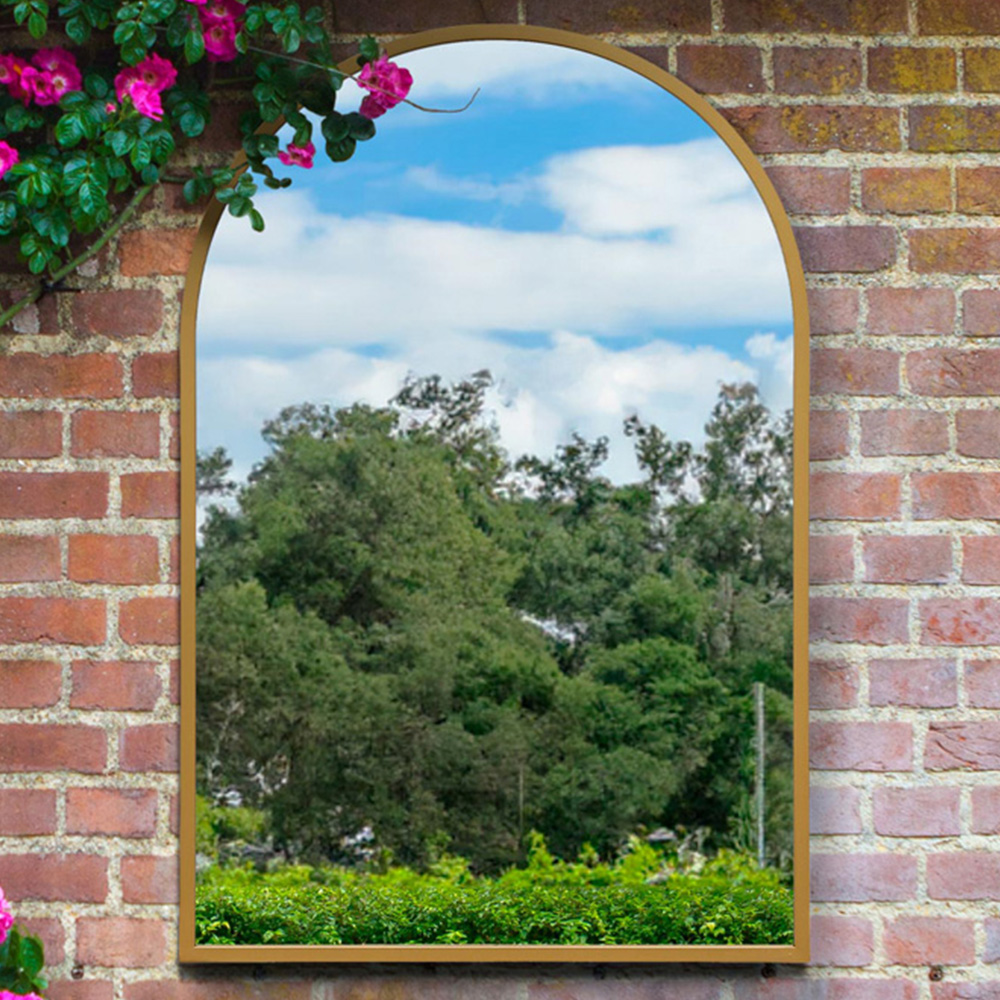 MirrorOutlet The Arcus Gold Framed Arched Garden Wall Mirror 120 x 80cm Image 2