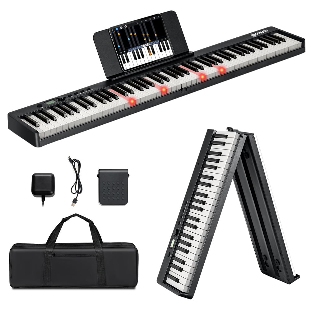 Costway MU10090GB Black 88 Key Foldable Electric Keyboard Piano Image 1