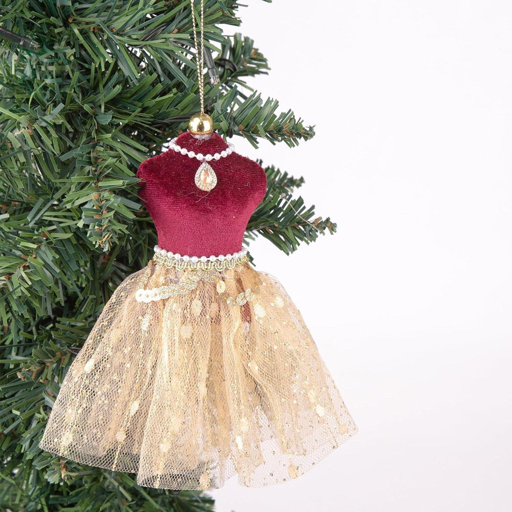 Shatchi Burgundy and Gold Ballerina Ornament Image 2