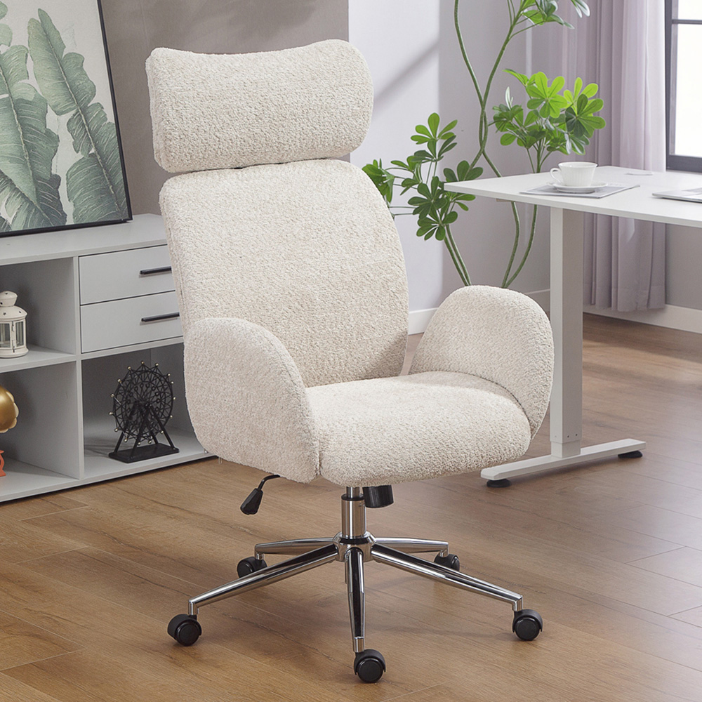 Portland Pale Grey Swivel Office Chair with Adjustable Headrest Image 1