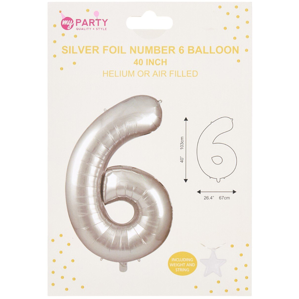 Silver Foil Number BalloonSilver6 Image