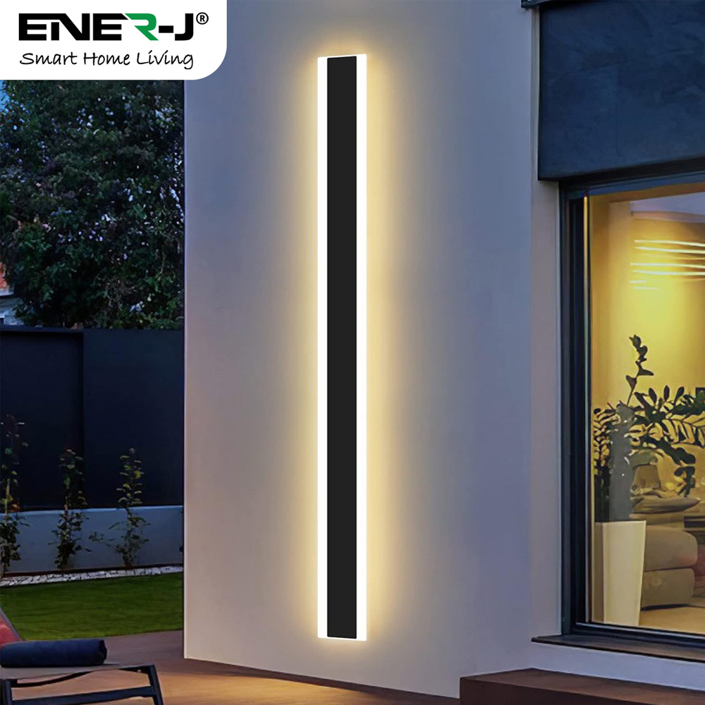 Ener-J 100 x 8cm Acrylic Black Warm White Outdoor Wall Light Image 2