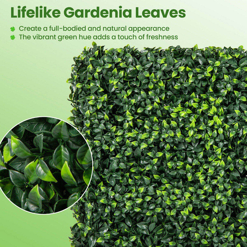 Costway Gardenia Leaves and Aluminium Tubes Artificial Plant Wall Image 3