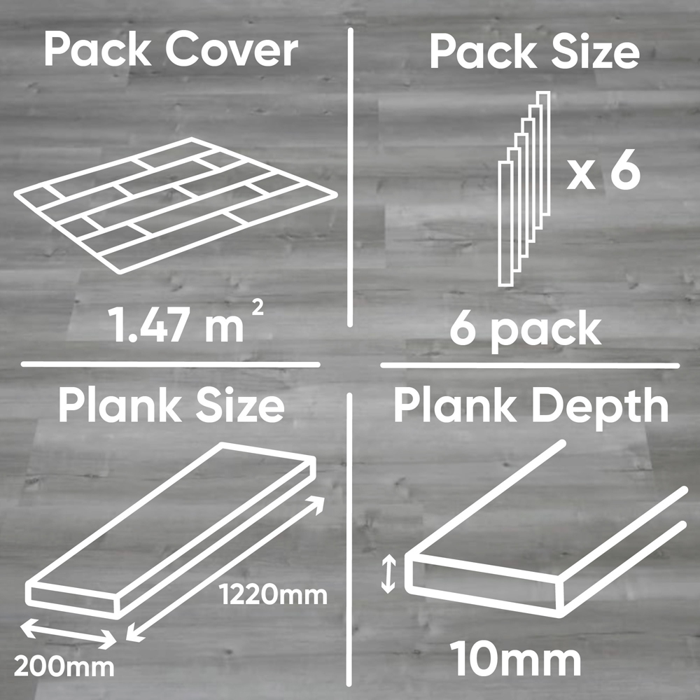 Home Treats Laminate Grey Wooden Flooring Planks 6 Pack Image 9
