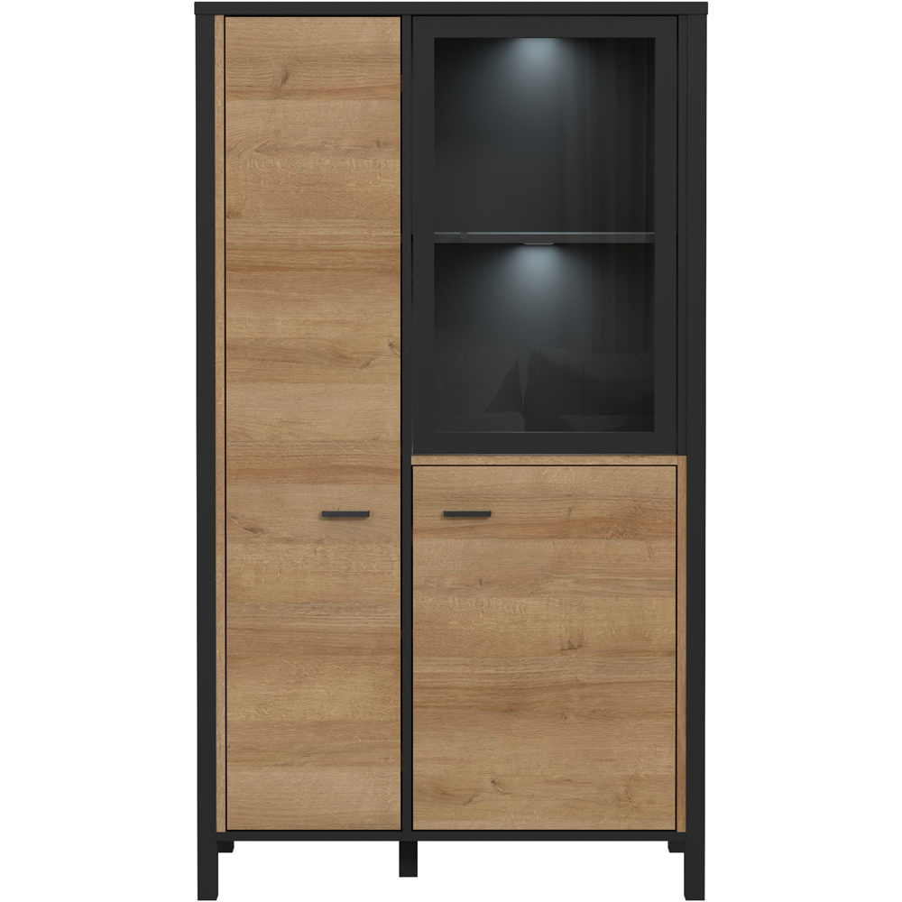 Florence High Rock 2 Door Matt Black and Riviera Oak Small Display Cabinet Image 5
