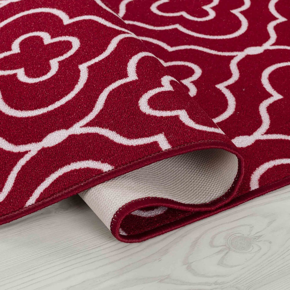 Desire Rugs Havana Red Quatrefoil Anti Slip Door Mat 150 x 80cm Image 3