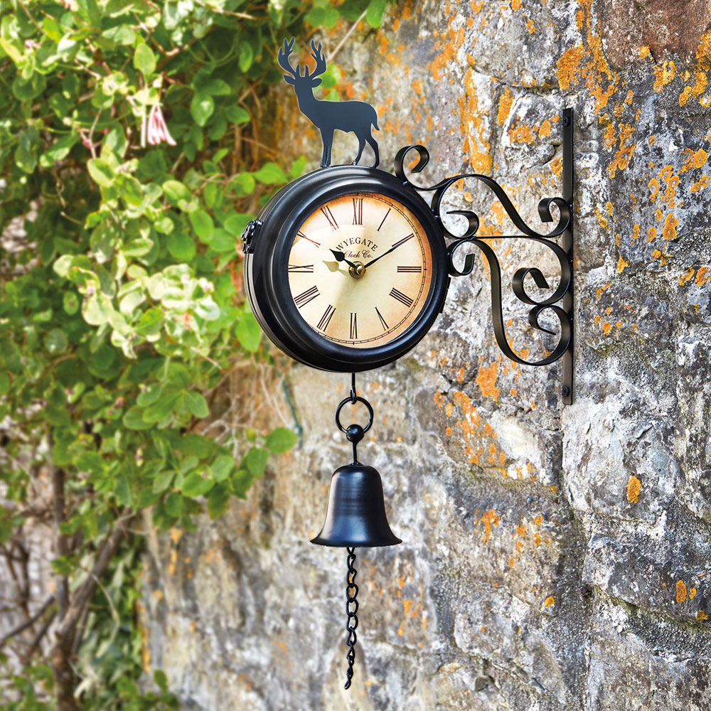 Garden Gear Wall Mounted Metal Stag Garden Clock Image 2