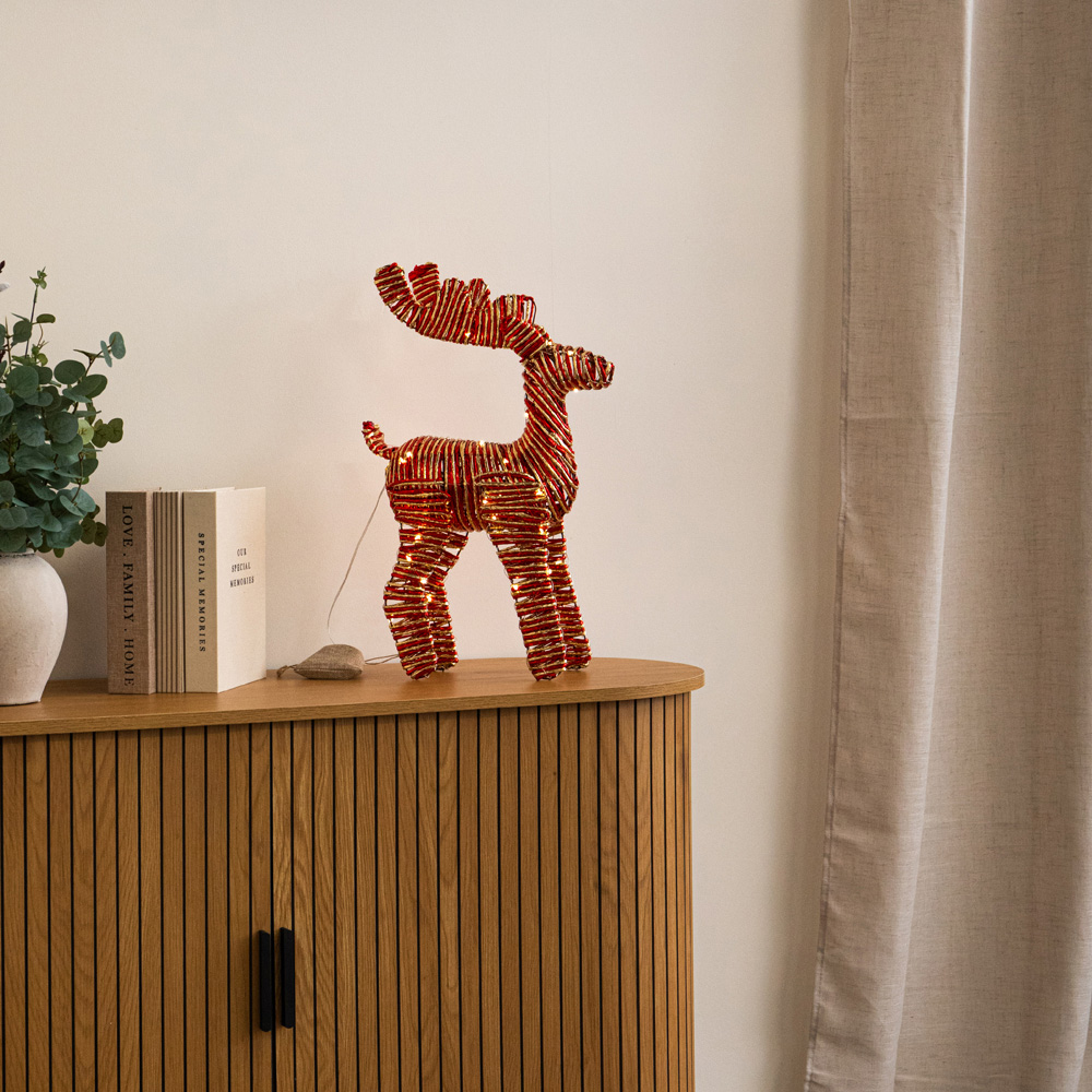 Samuel Alexander 50 Warm White LED Red and Gold Braid Reindeer Christmas Decoration 40cm Image 9