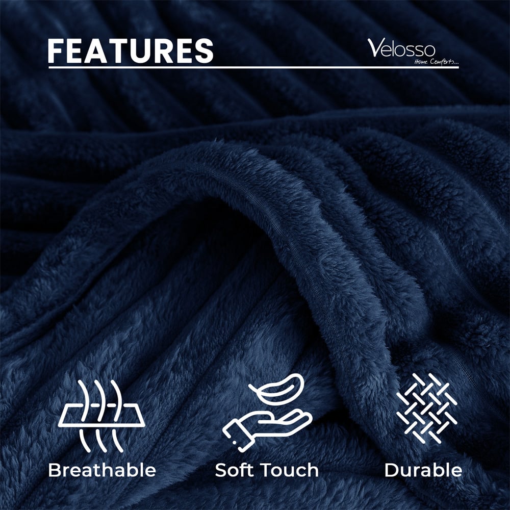 Velosso Bellissima Navy Plush Throw 150 x 200cm Image 5