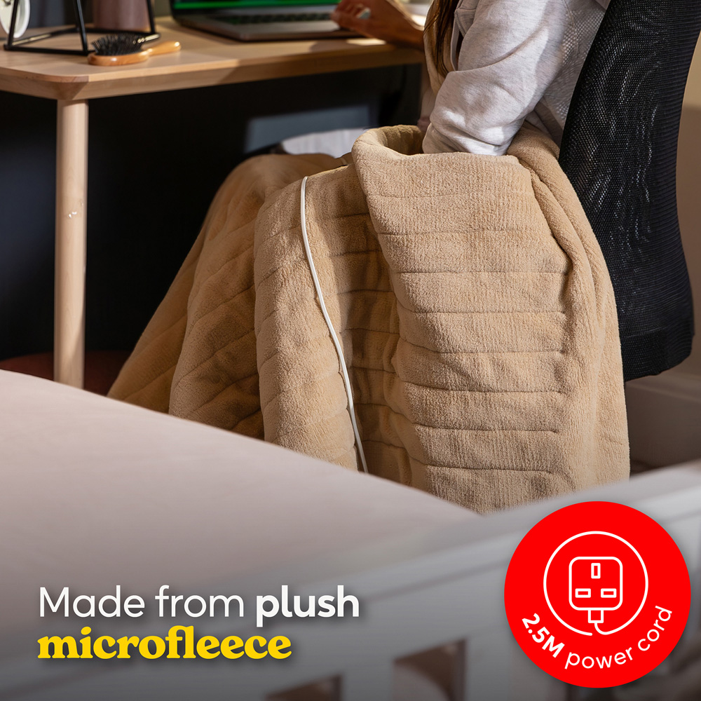 Russell Hobbs Beige Microfleece Heated Throw with Controller 130 x 180cm Image 5
