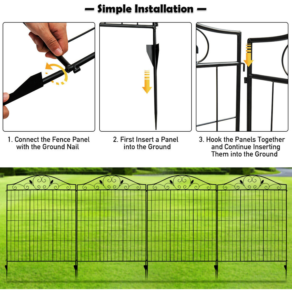 Costway Folding Interlockable Garden Fence Panels 4 Pack Image 5