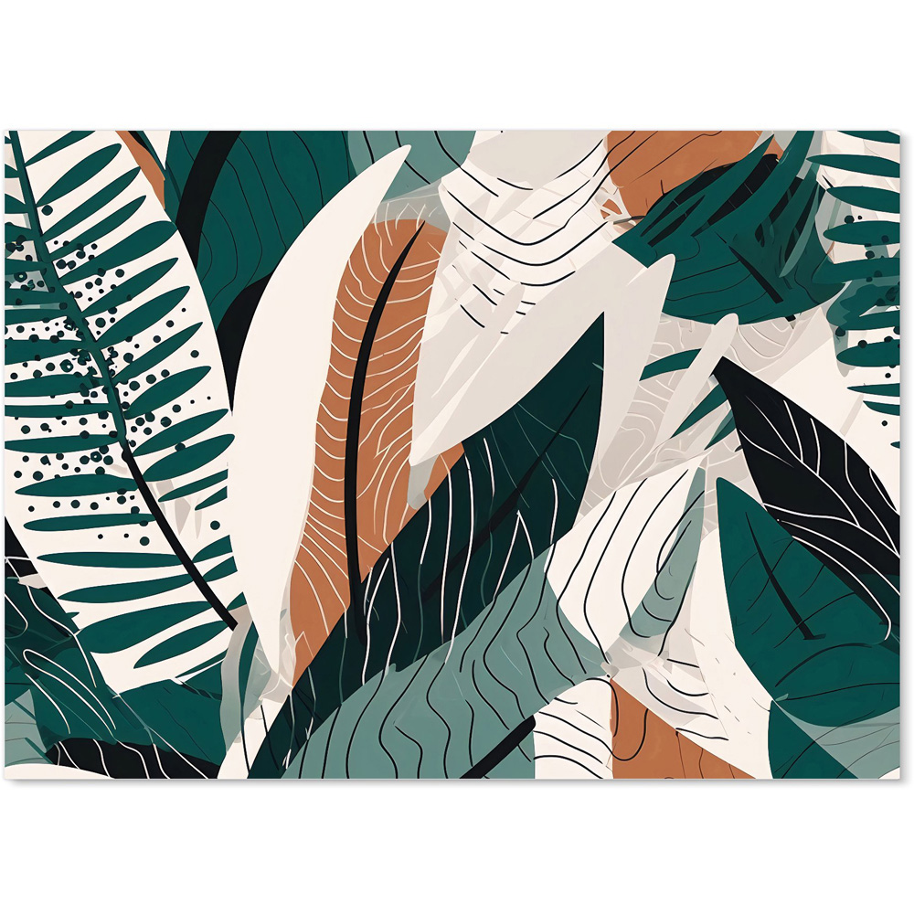 Warren Reed Designer Green and Brown Autumn Tropical Leaves Glass Kitchen Splashback 65 x 90cm Image 2