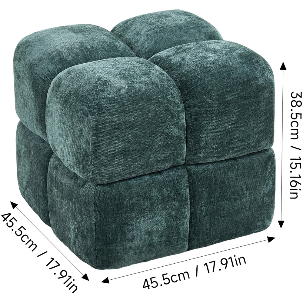 Living and Home Green Chenille Segmented Storage Footstool with Lift-Up Lid Image 9