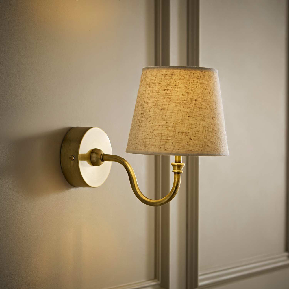 ValueLights Lowe Linen Taper Shade Portable Gold Rechargeable Wall Light with Bulb Image 6