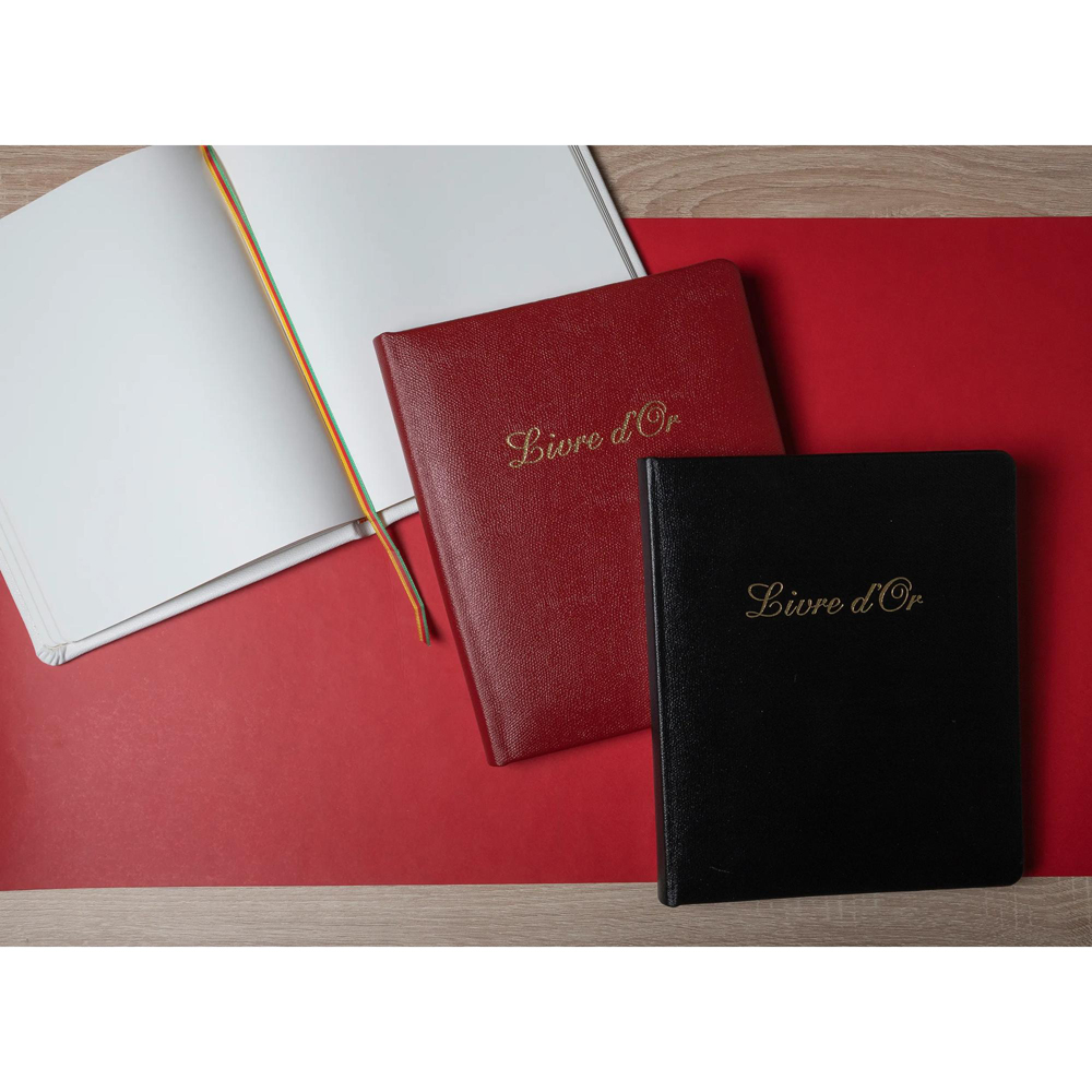 Exacompta Red Leather Livre D or Guest book with French cover and Gold Edges 140 Pages Image 8