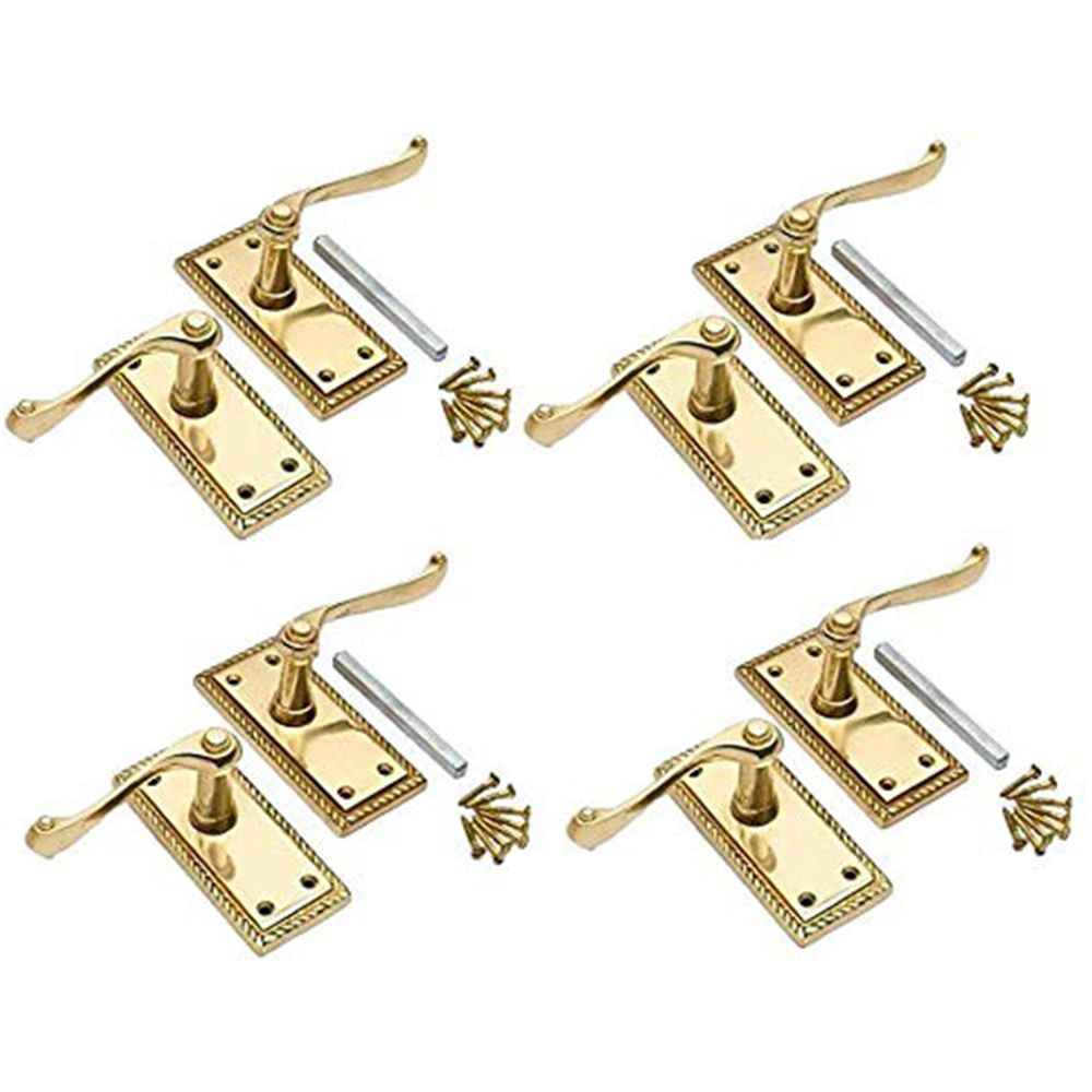 Golden Grace Georgian Polished Brass Lever Latch Handles Set 107 x 48mm 4 Pack Image
