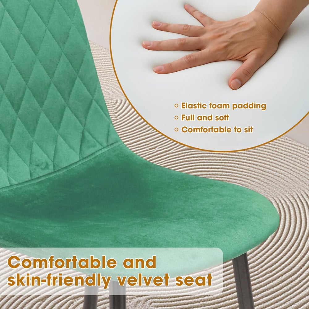 Alivio Set of 4 Green Velvet Dining Chair Image 5
