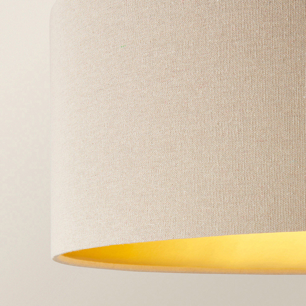 ValueLights Britney Natural Linen Drum Shade Marble LED Floor Lamp Image 3
