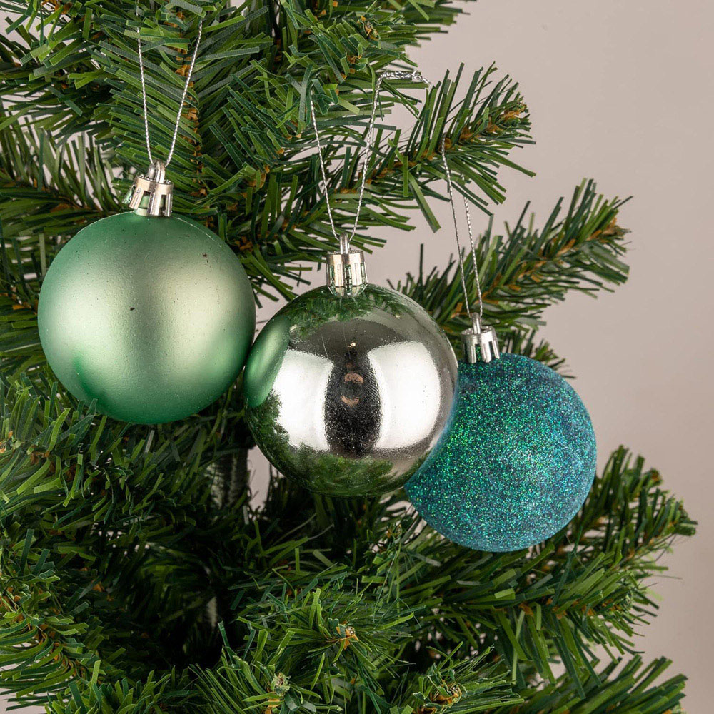 Shatchi 6cm Turquoise Shatterproof Christmas Bauble 6 Pack Image 2