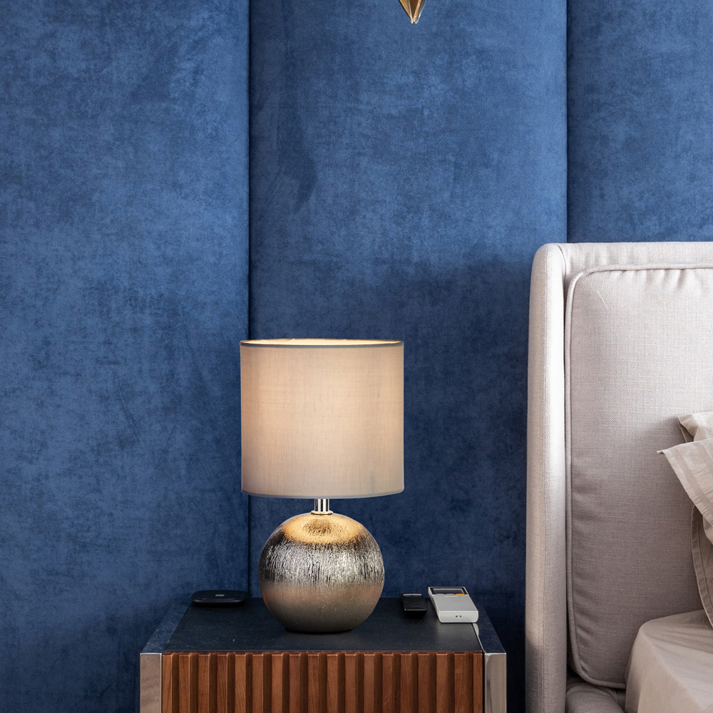 Lighting Collection Silver Ball Lamp Image 2