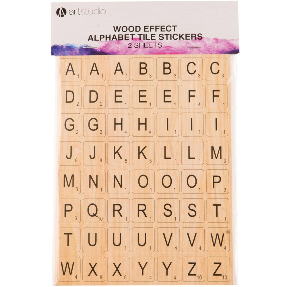 Art Studio Wood Effect Tile Alphabet Stickers Image