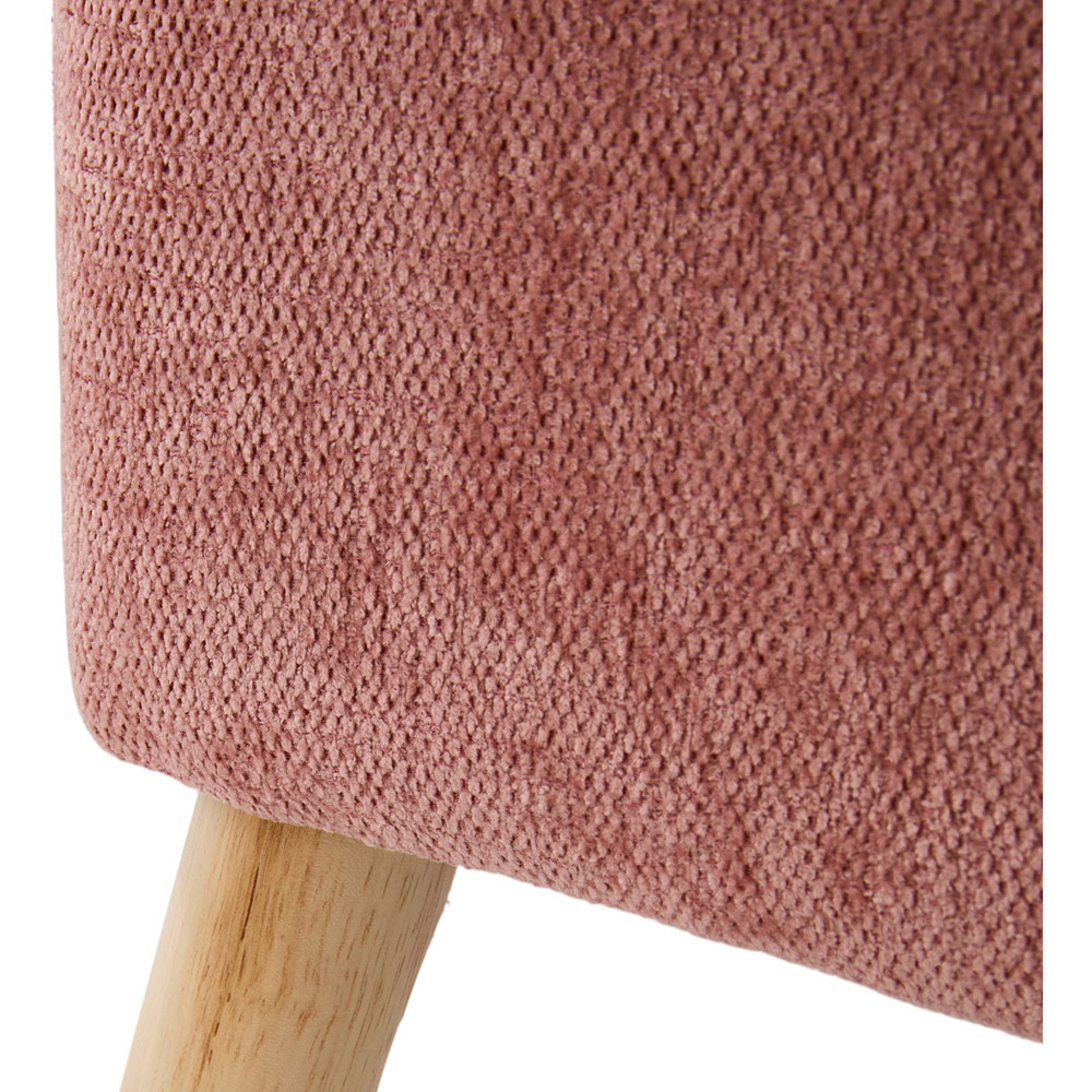 Living and Home Pink Chenille Button Tufted Square Footstool Image 6