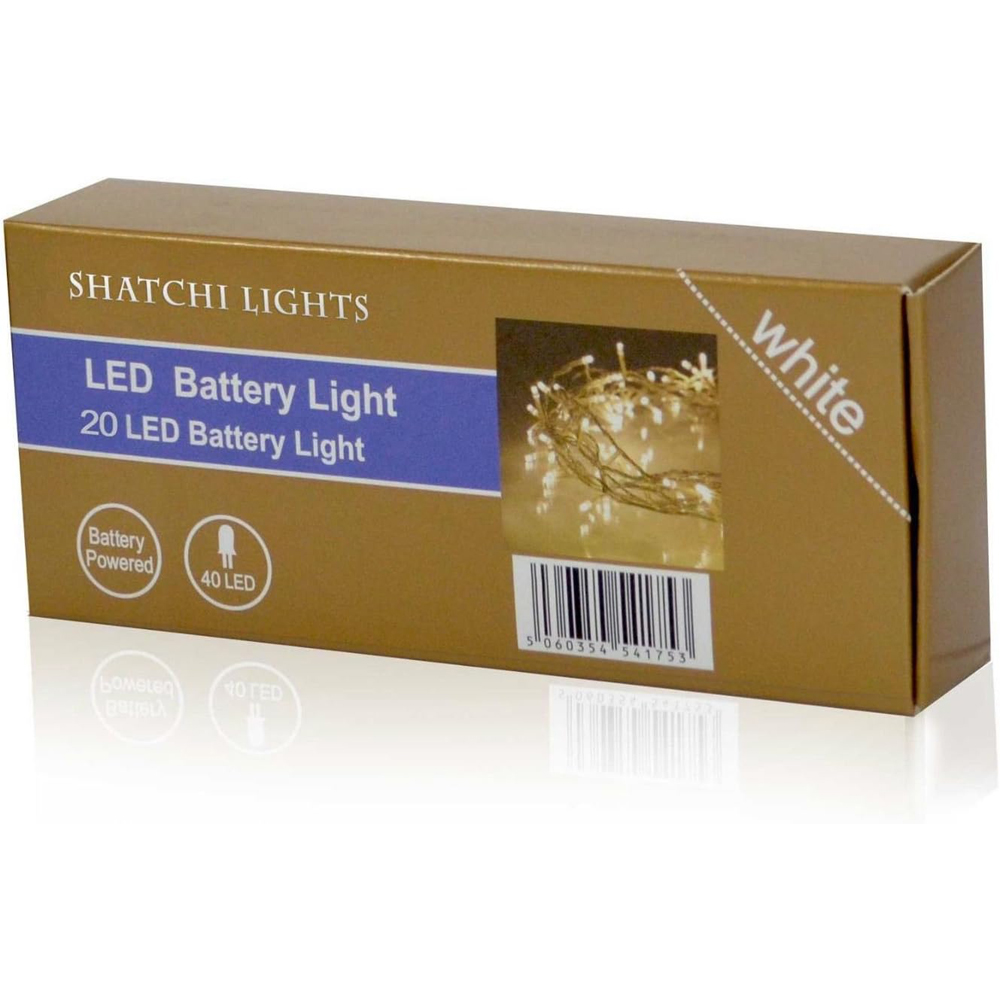 Shatchi 20 White LED Clear Cable Christmas String Light 2m Image 2
