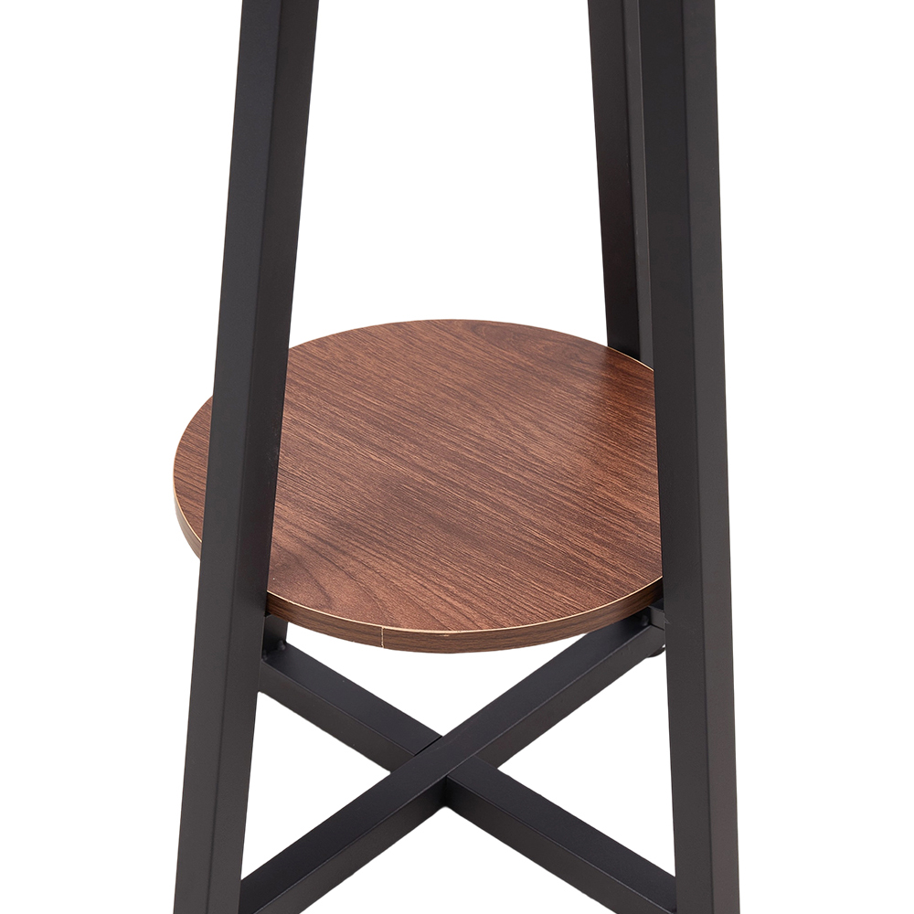 Living and Home 2-Tier Walnut Round Wooden Coffee Side Table Image 3