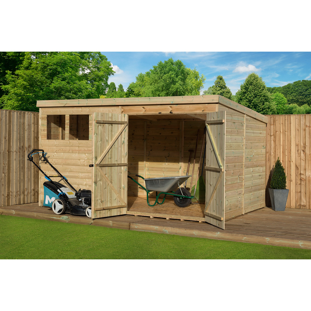 Empire Sheds 4000 12 x 8ft Double Door Tongue and Groove Pent Garden Shed Image 2