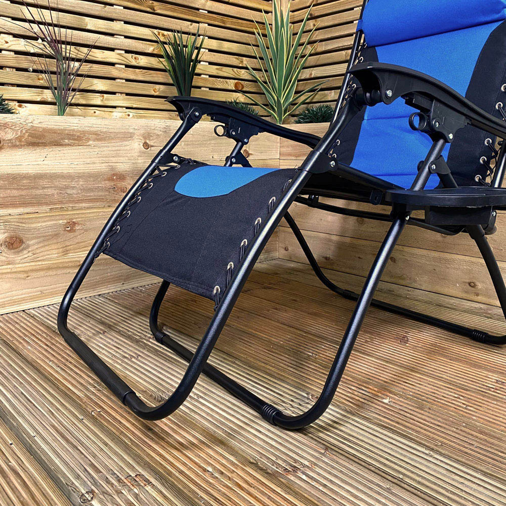 Samuel Alexander Blue and Black Multi Position Garden Sun Lounger Image 3