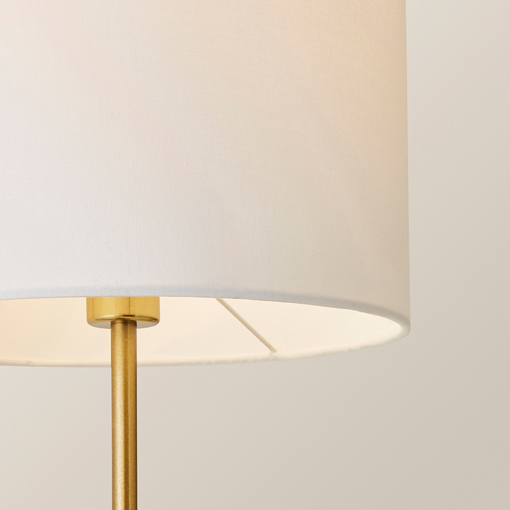 ValueLights Christina White and Gold Palm Leaf Detail Single Stem Table Lamp and Bulb Image 3