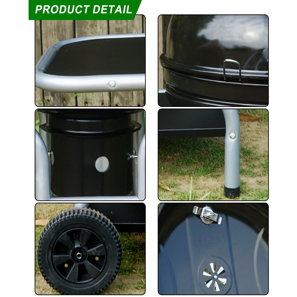 Gr8 Garden Kettle Bowl Charcoal BBQ Grill Portable Trolley with Side Tables Image 9