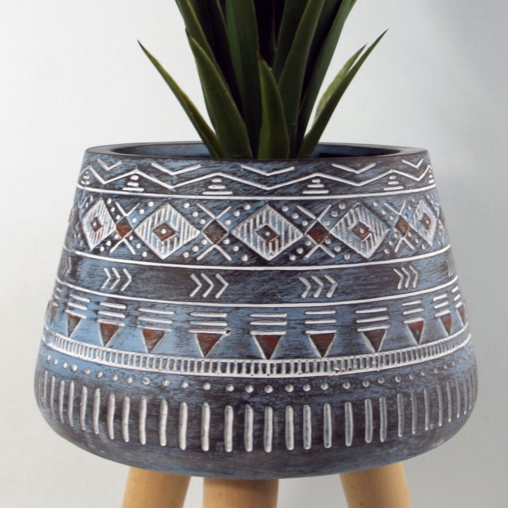 Leaf Blue Composite Planter with Stand 28cm Image 2