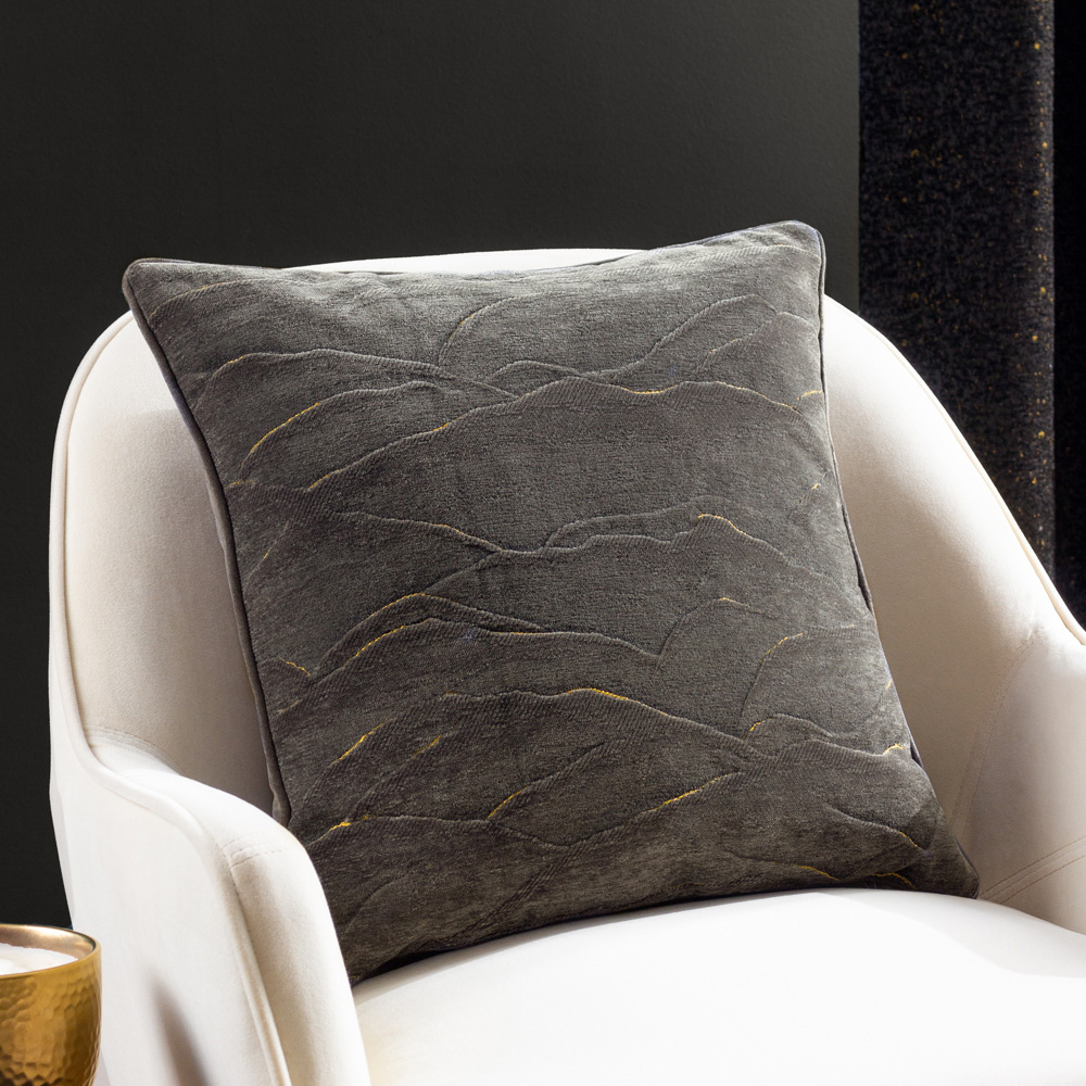 Paoletti Stratus Charcoal Jacquard Cushion Image 2