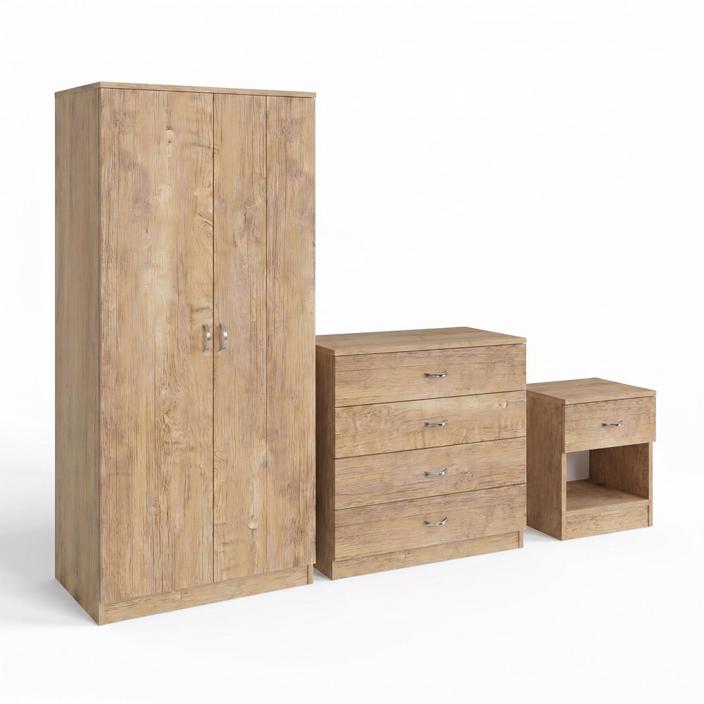 FWStyle Promo Oak 3 Piece Bedroom Furniture Set Image 4