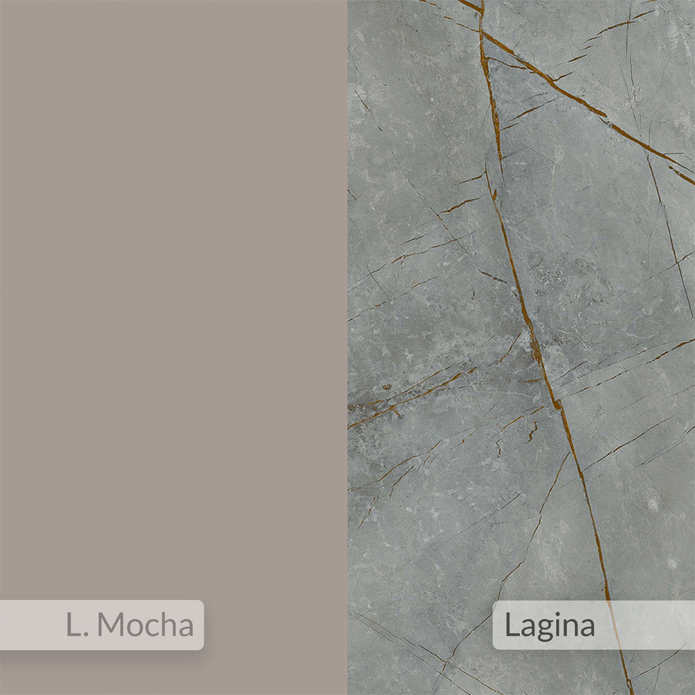 Decortie Piano Mocha Grey and Gold Marble Effect Tall Corner Bookcase Image 6